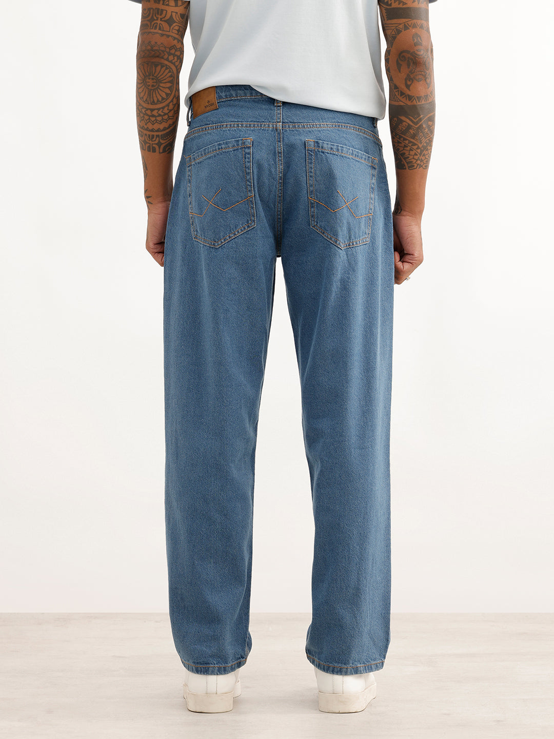 Loose Fit Faded Denim Jeans | Light Blue