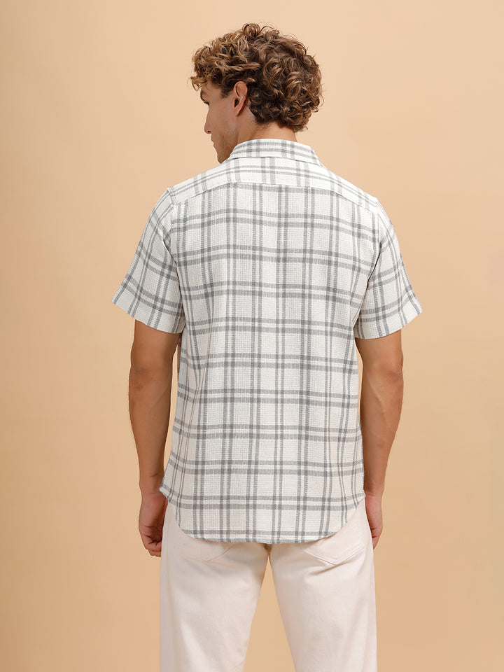 Textured Short Sleeve Shirt | Grey