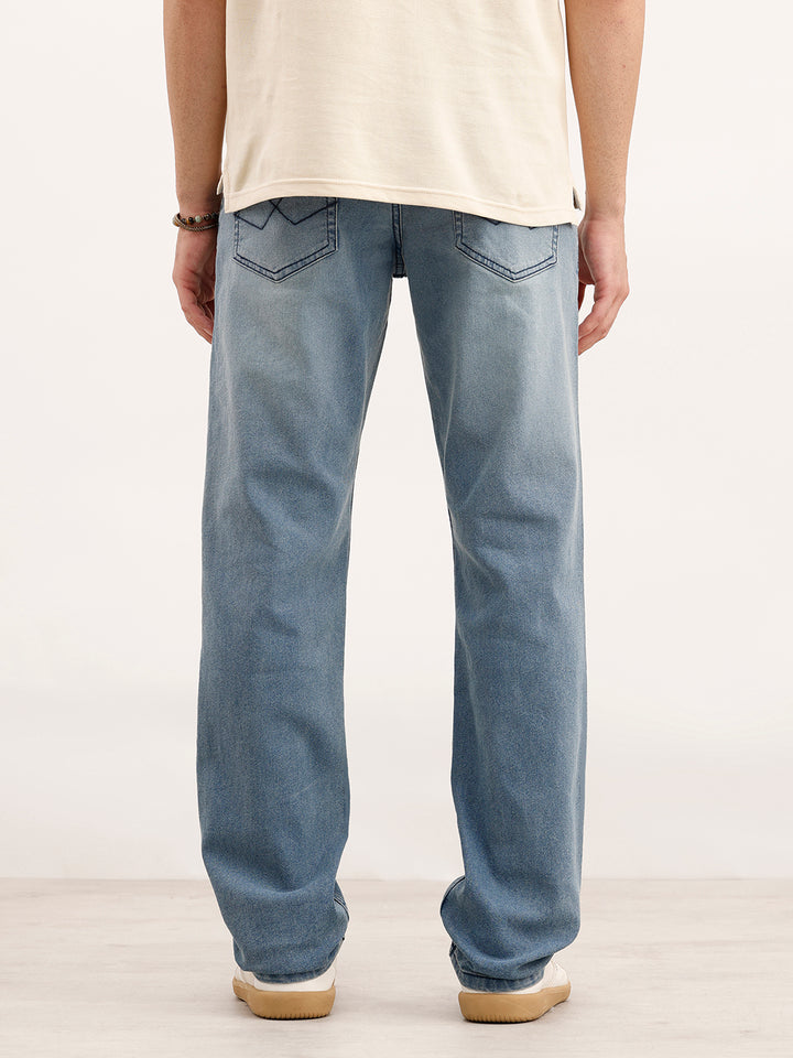 Straight Fit Denim Jeans | Light Blue