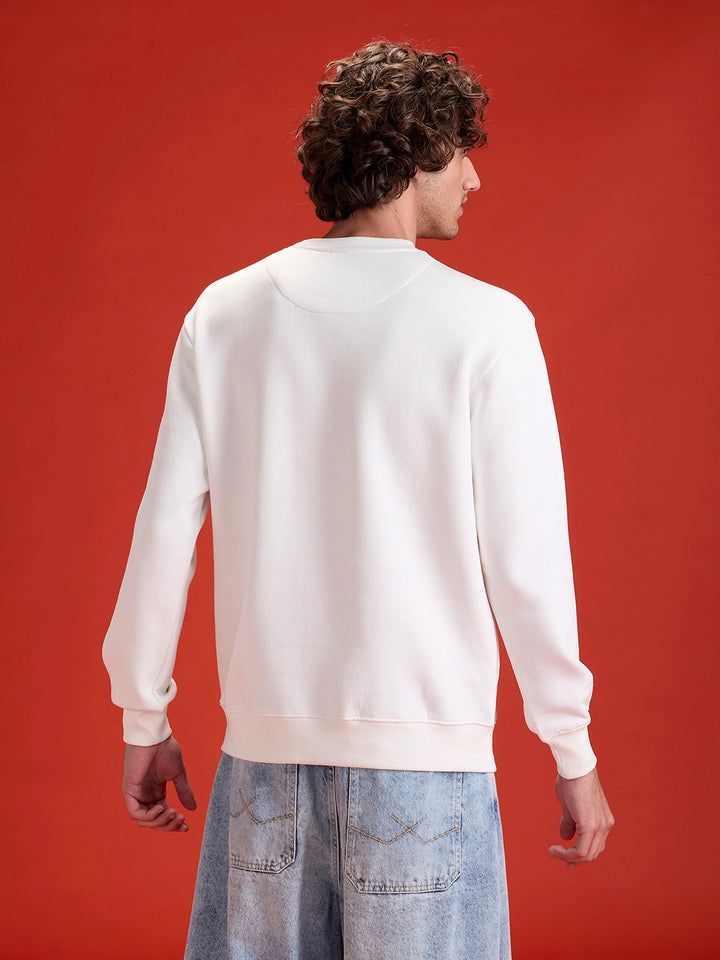 Men's Casual Branded Comfort Fit Sweatshirt  | Snow White