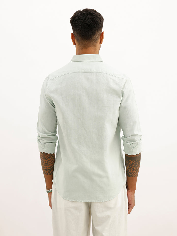 Solid Slim Fit Full Sleeve Shirt | Light Green