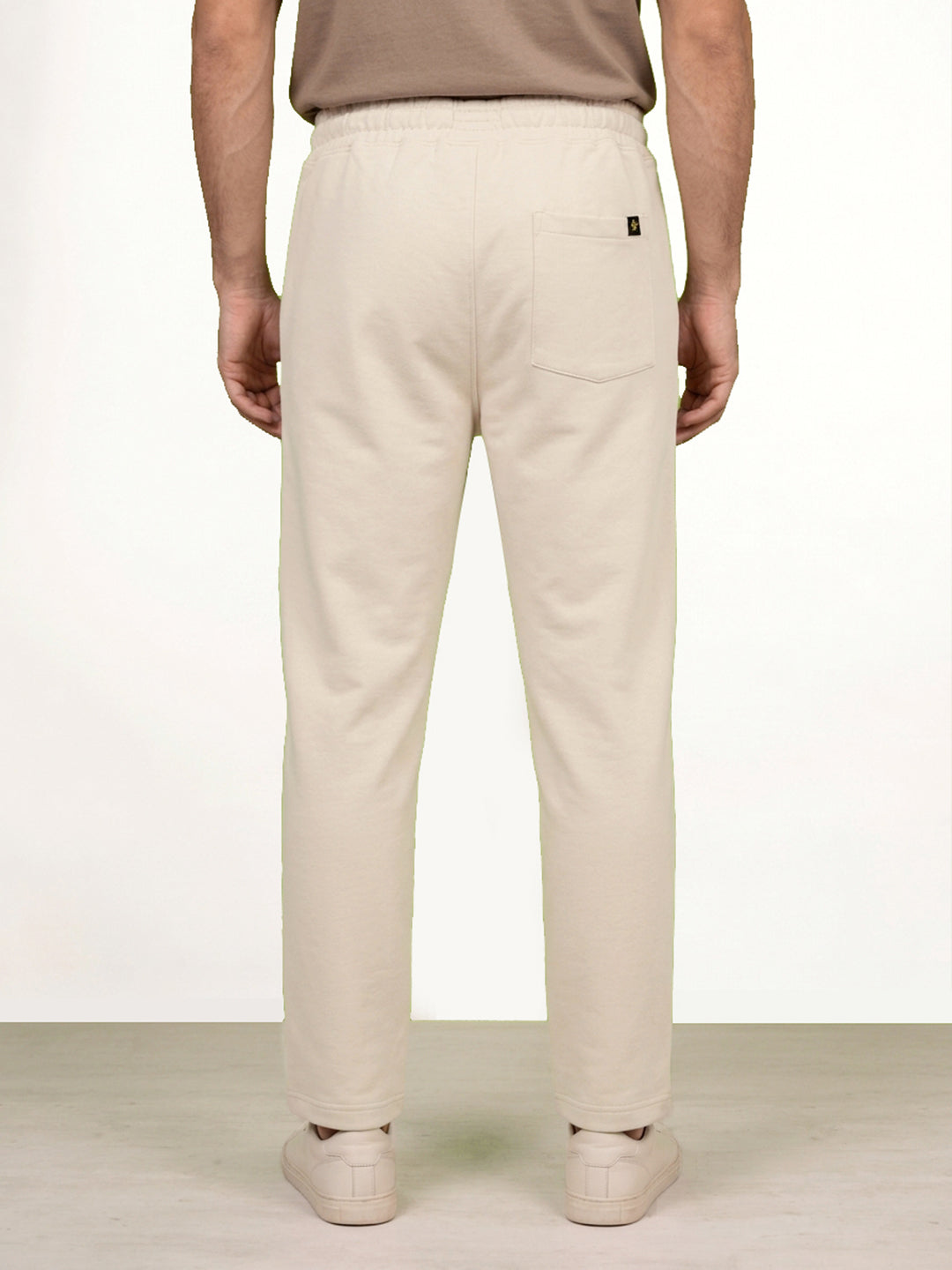 Solid Regular Fit Printed Jogger | Beige
