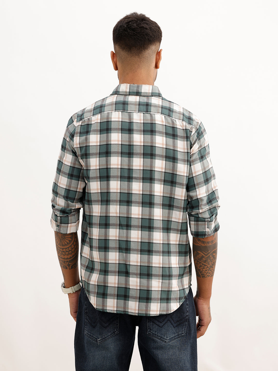 Regular Fit Checkered Shirt | Green