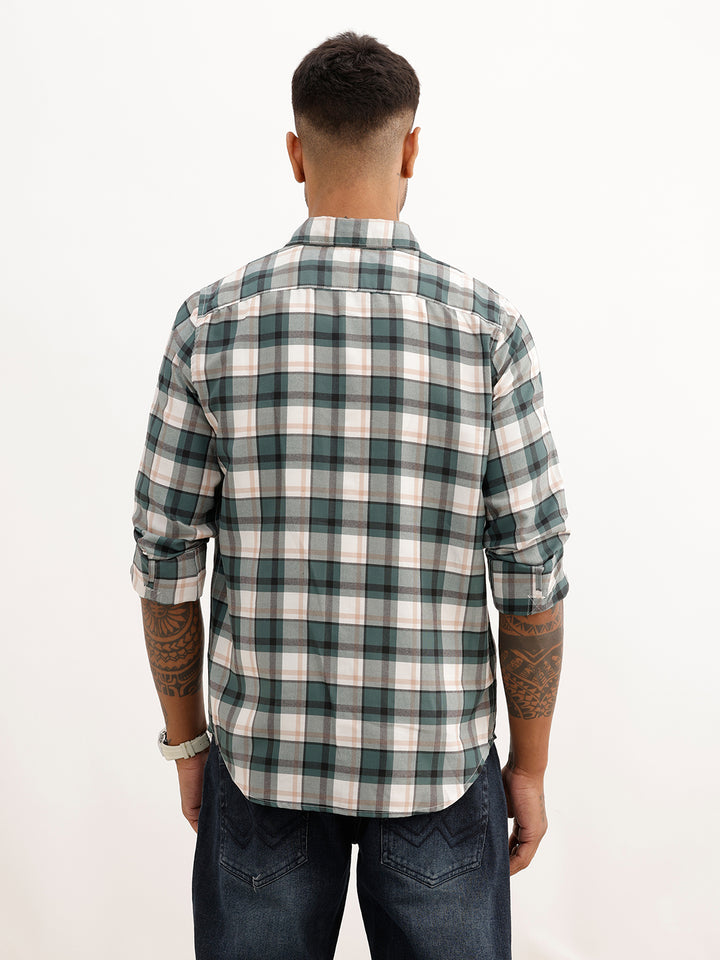 Slim Fit Checkered Shirt | Green