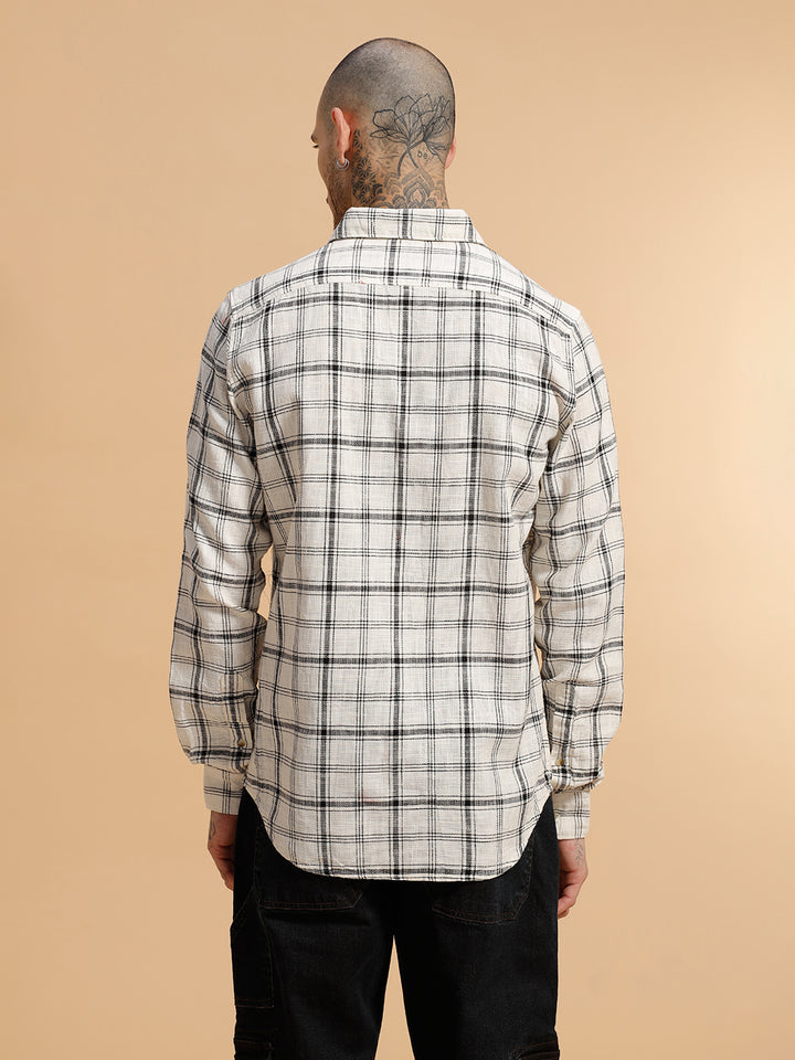 Checked Slub Texture Shirt | Off White