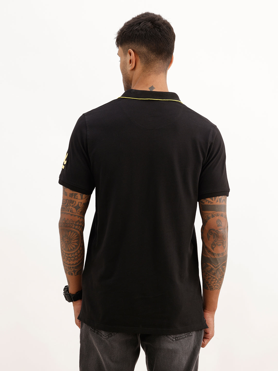 Slim Fit Tipping Collar Polo T-Shirt | Black