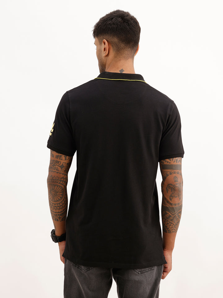 Slim Fit Tipping Collar Polo T-Shirt | Black