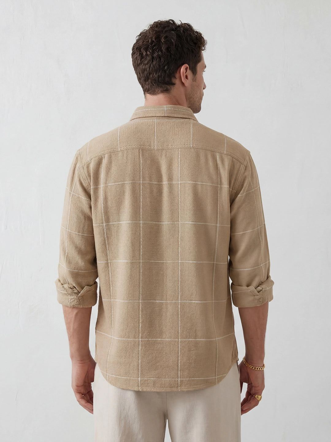 Comfort Fit Checkered Shirt | Khaki