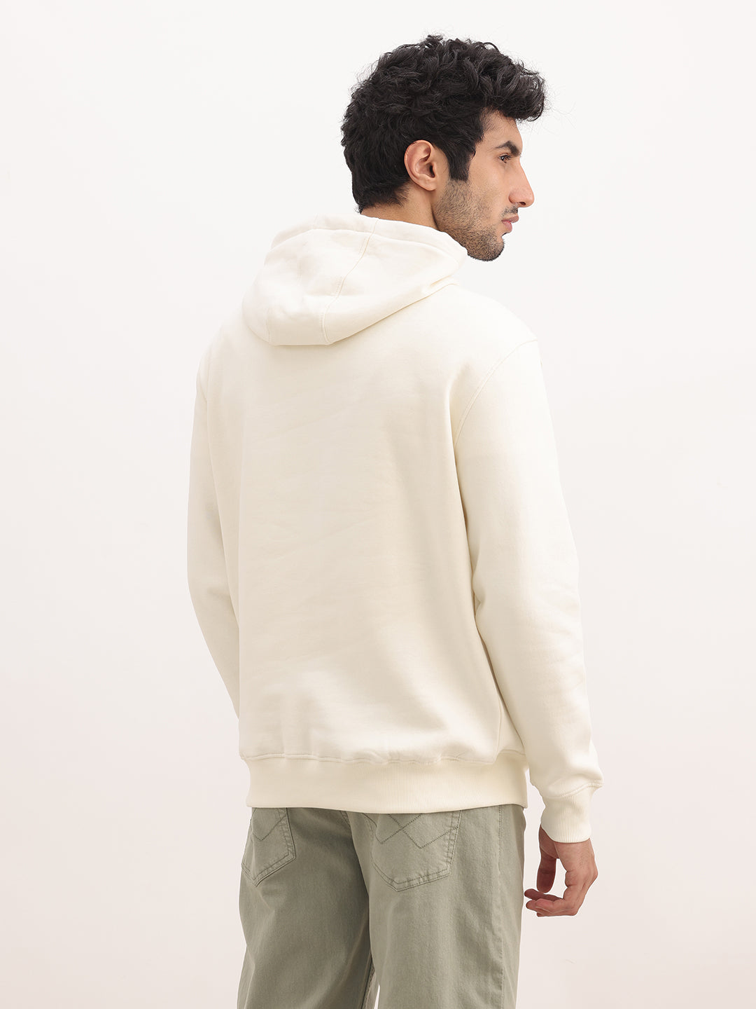 Comfort Fit Embroidered Patch Hooded Sweatshirt | Off White