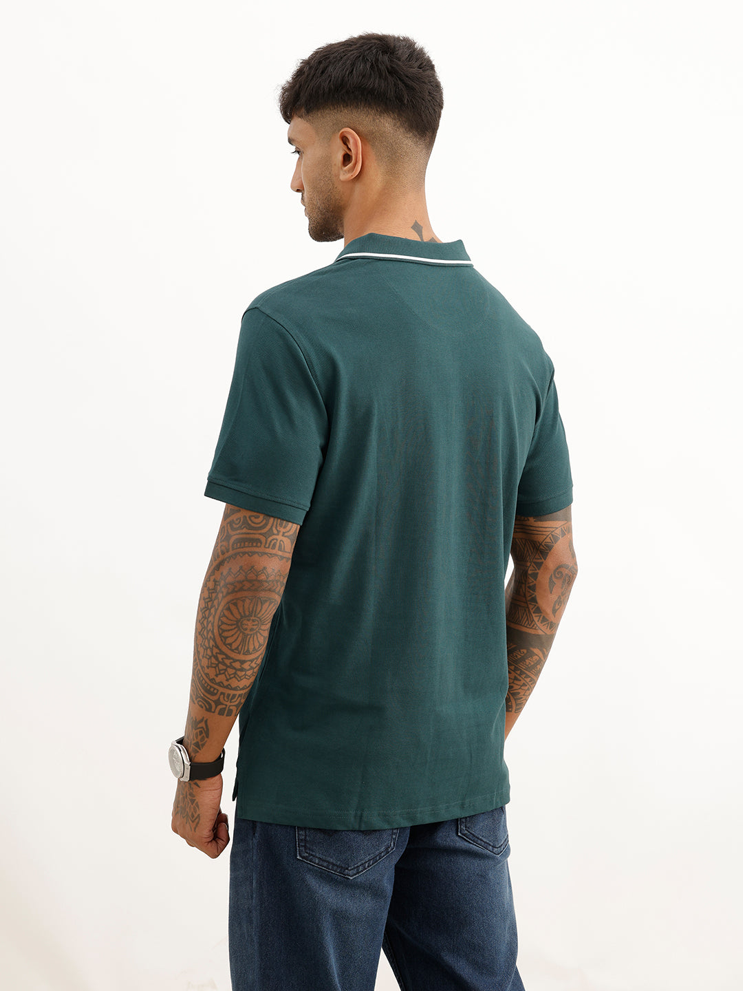 Regular Fit Tipping Collar Polo T-Shirt | Teal