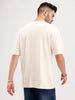 Oversized Fit Placemet Printed T-Shirt | Beige