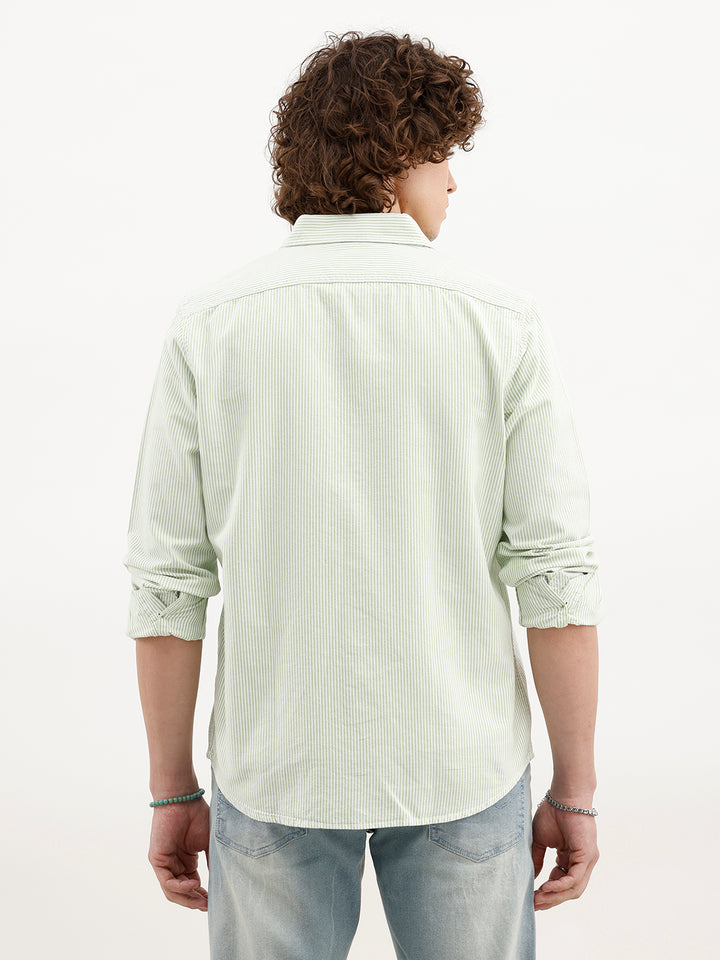 Regular Fit Striped Shirt | Light Green