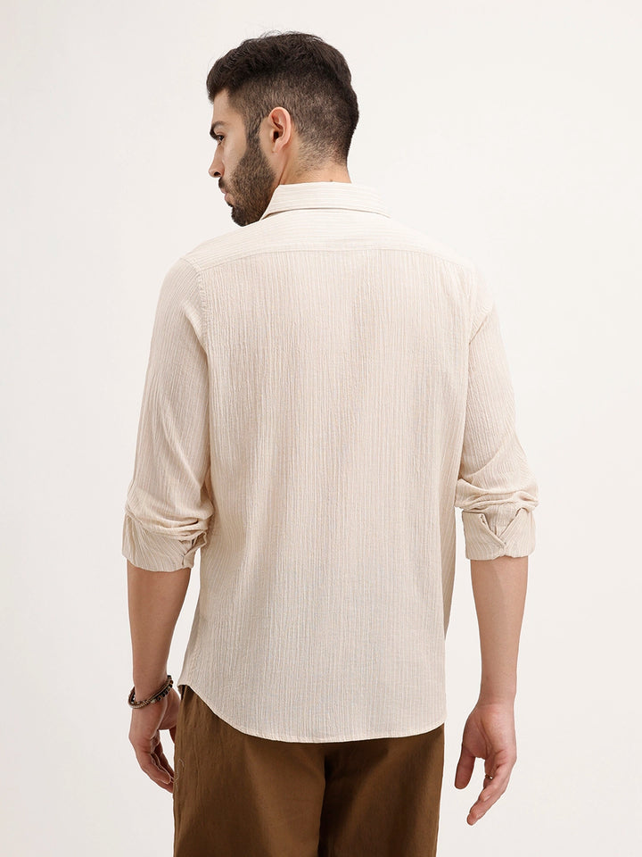 Slim Fit Striped Shirt | Beige