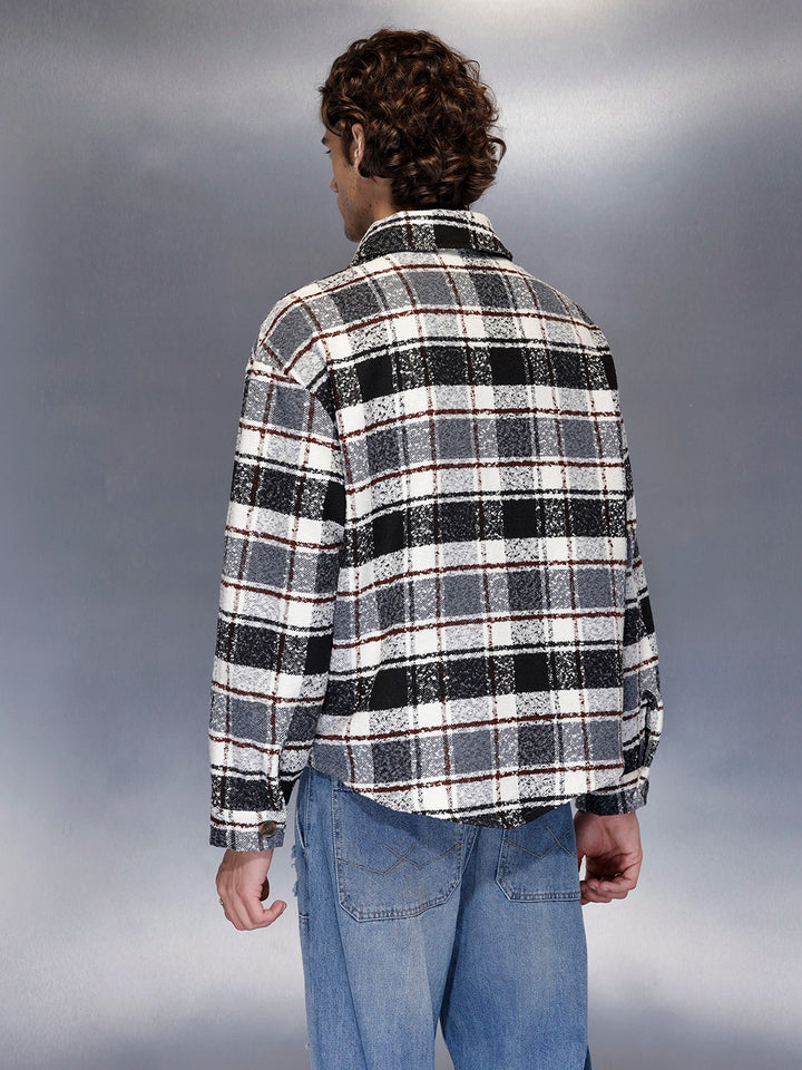 Men’s monochrome Oversize bold check shacket | Grey