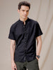 Mandarin Collar Bold Black Shirt