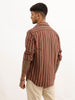 Slim Fit Textured Striped Shirt | Brown