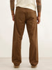 Solid Anti Fit Double Pleated Trouser | Brown
