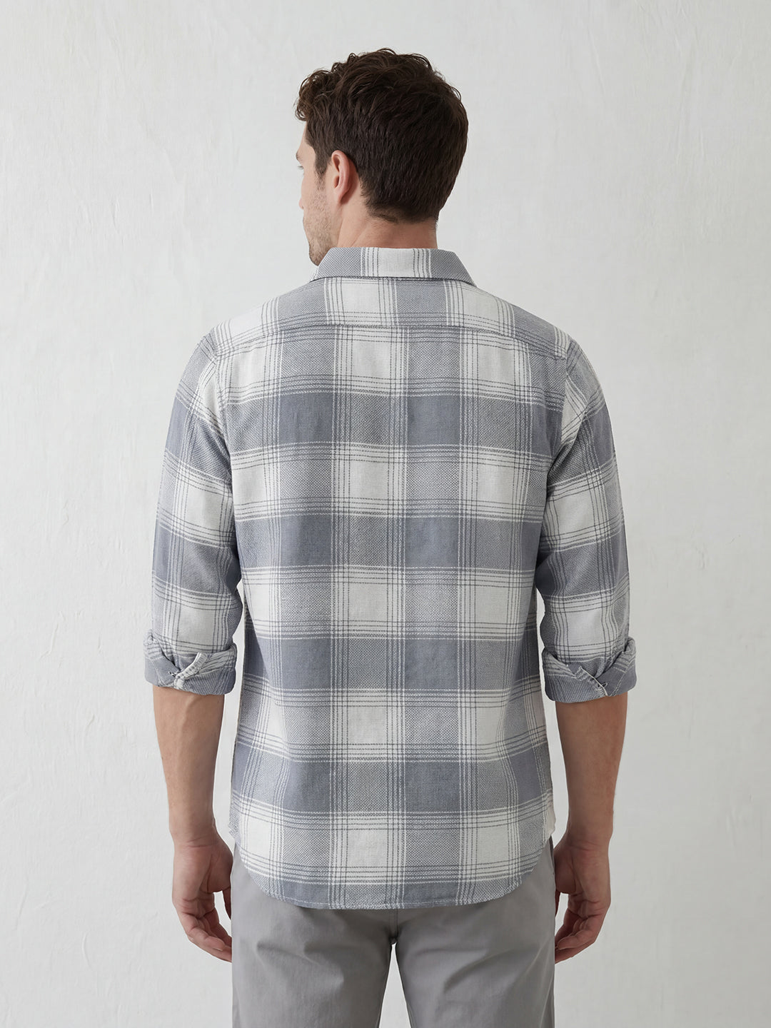 Regular Fit Checkered Shirt | Grey