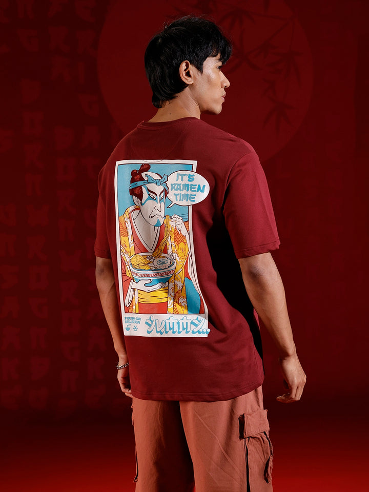 Minimal chest print T-shirt | Maroon