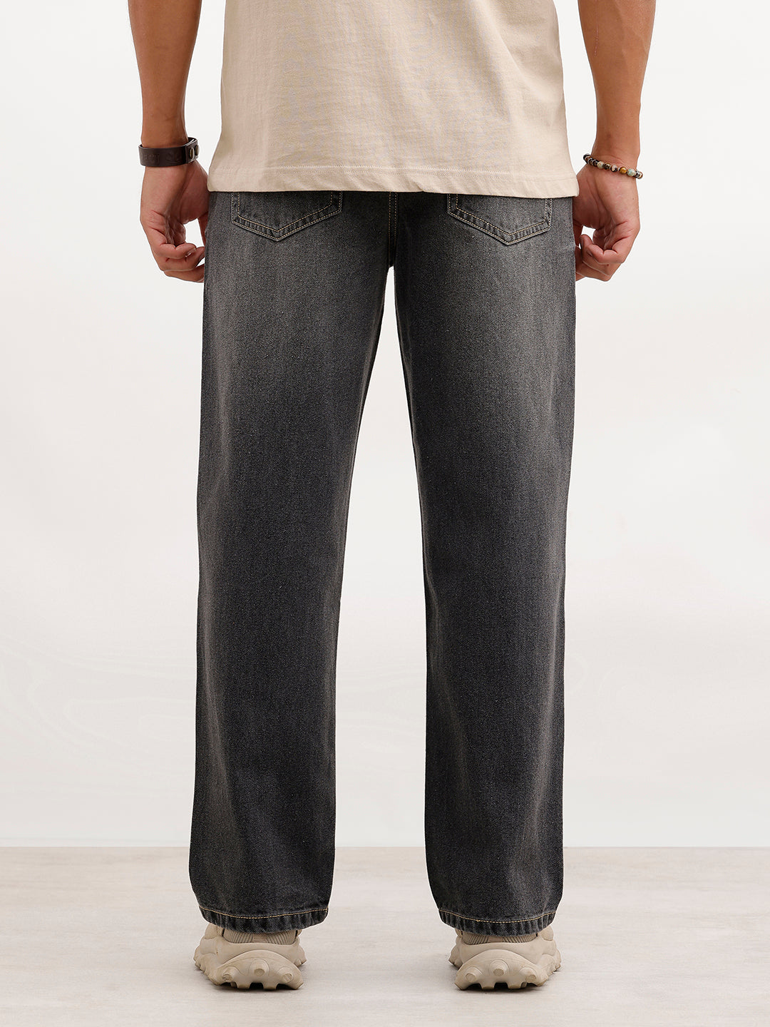 Loose Fit Faded Denim Jeans | Grey