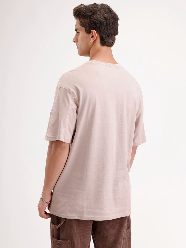 Oversized Placement Printed T-Shirt | Brown