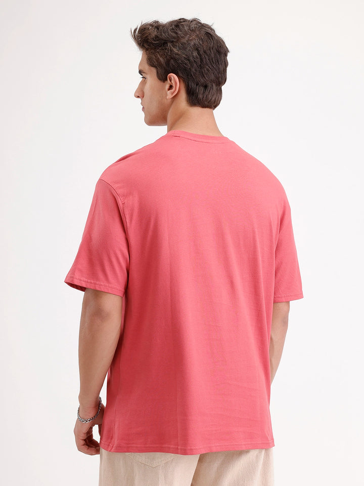 Oversized Placement Printed T-Shirt | Red
