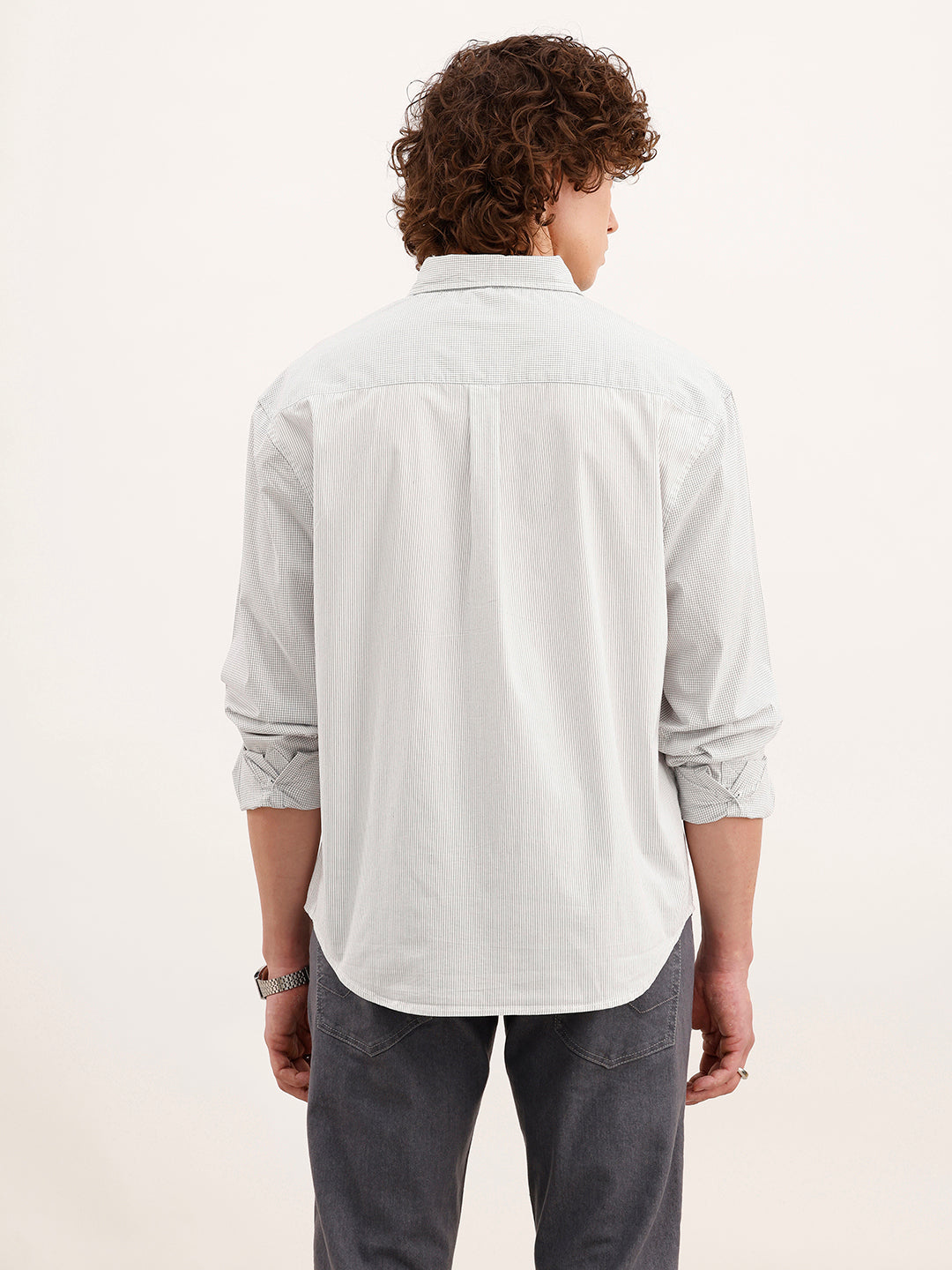 Comfort Fit Checkered Shirt  | Grey