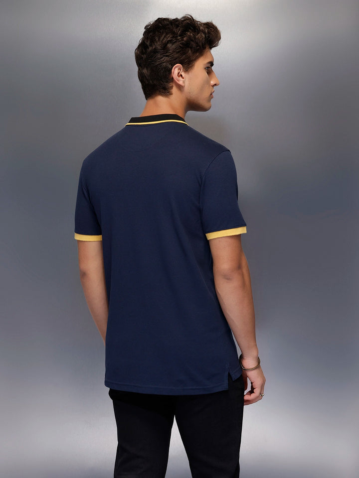 Classic Tipping Collar Polo T-Shirt   |  Navy Blue