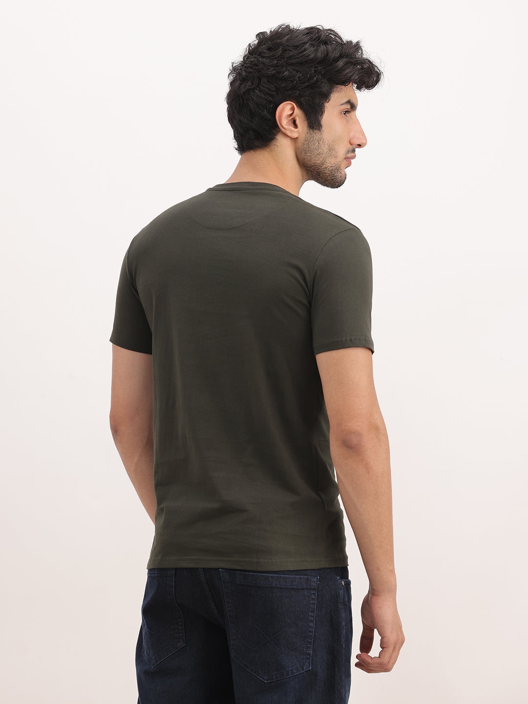 Slim Fit Placement Printed T-Shirt | Olive