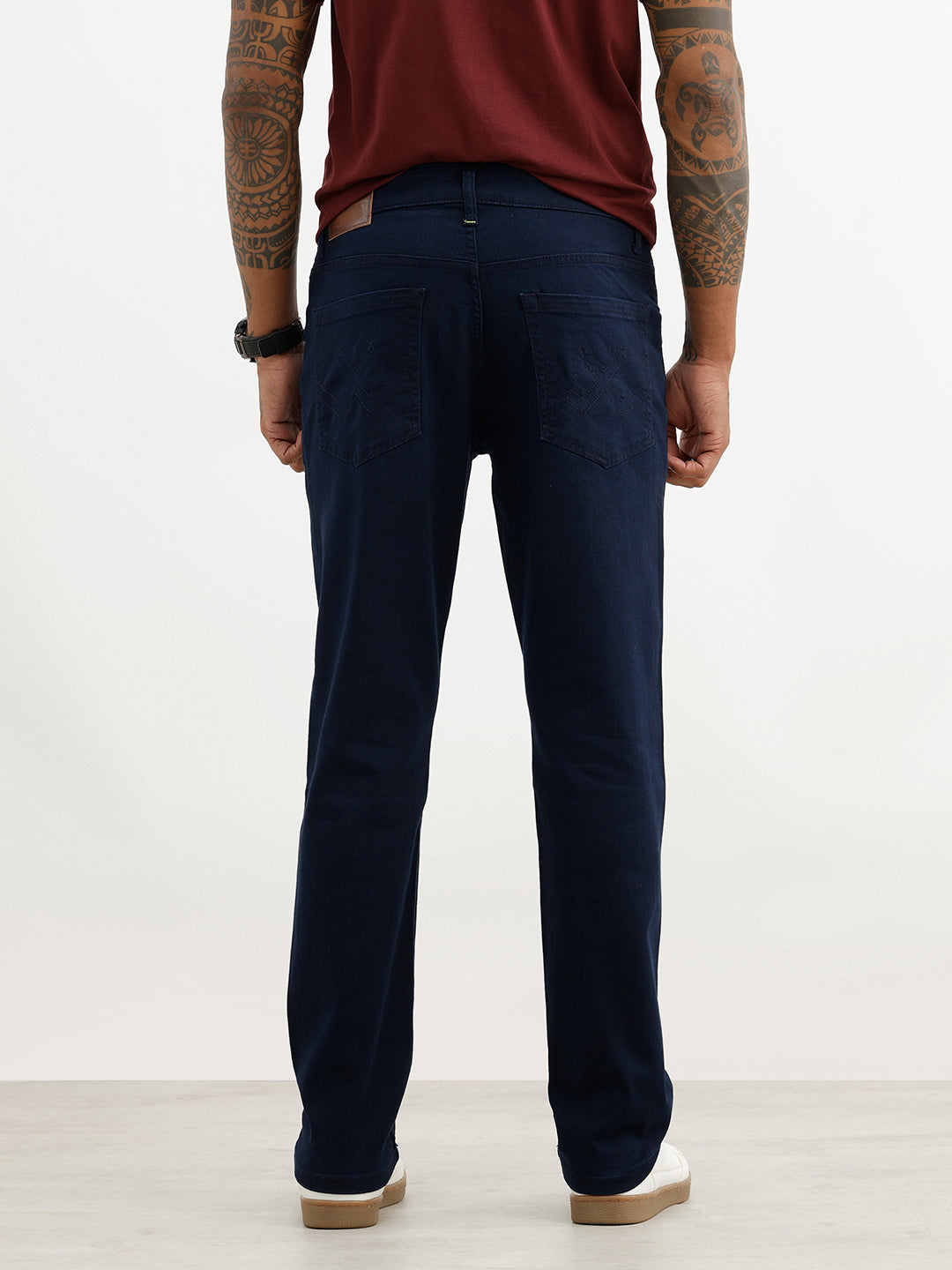 Solid Straight Fit Denim Jeans | Dark Blue