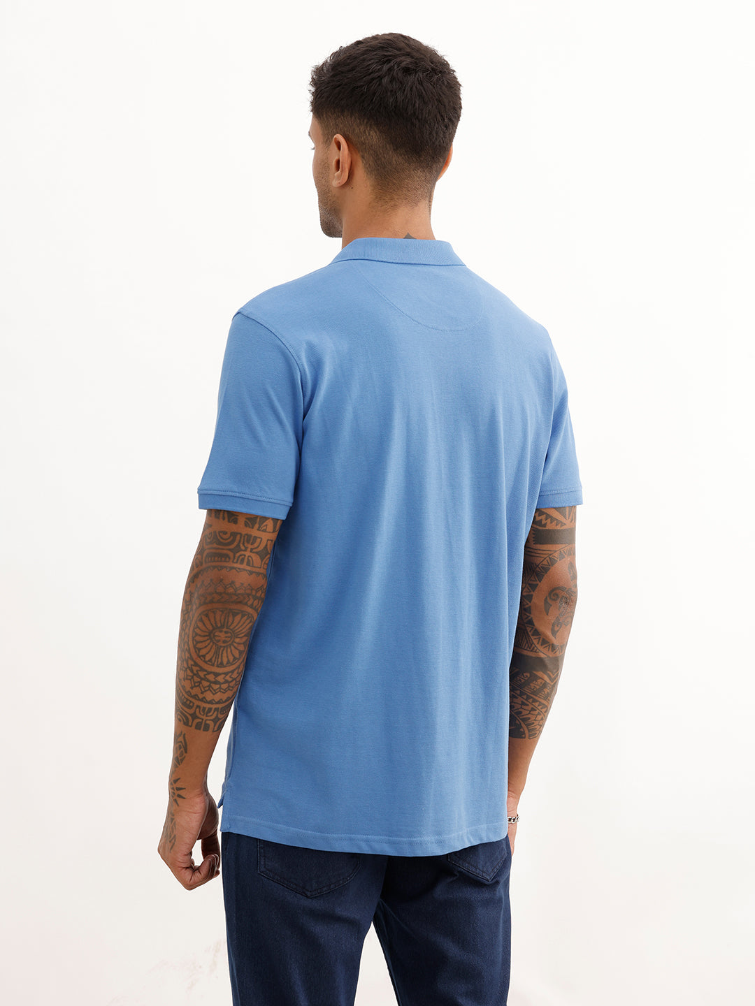 Solid Regular Fit Polo T-Shirt | Blue