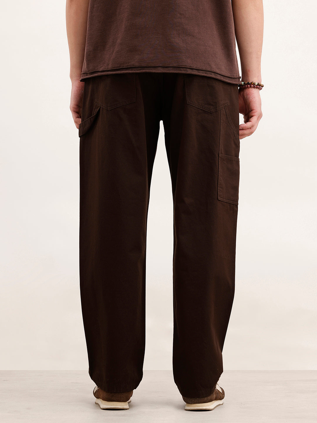 Loose Fit Solid Trouser  | Brown