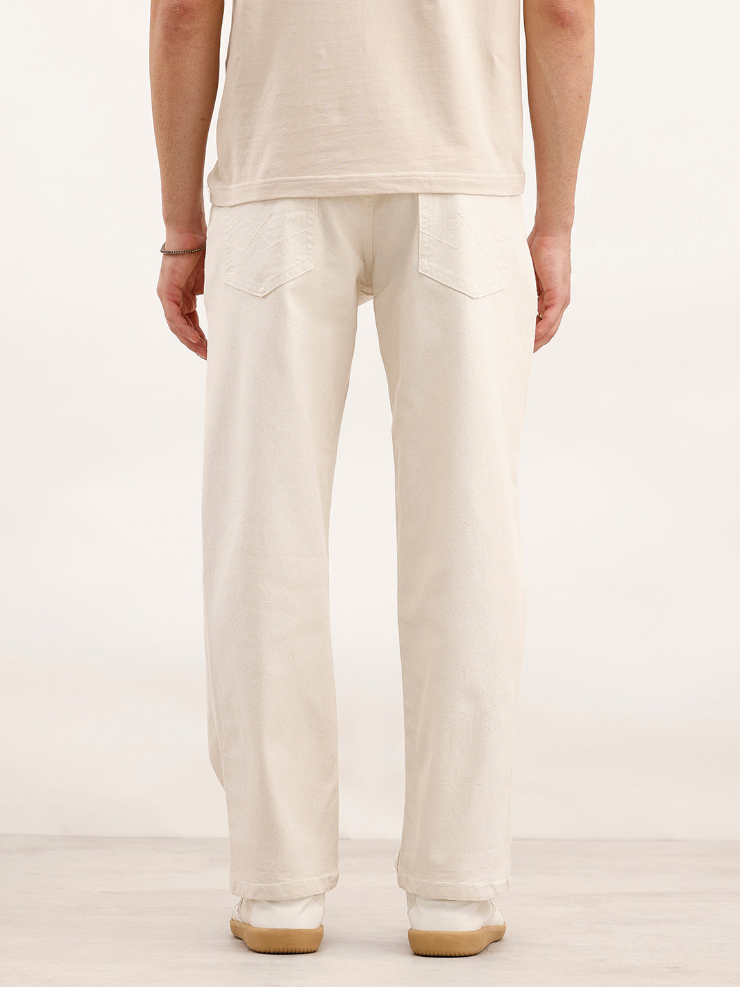 Loose Fit Solid Denim Jeans | Ecru