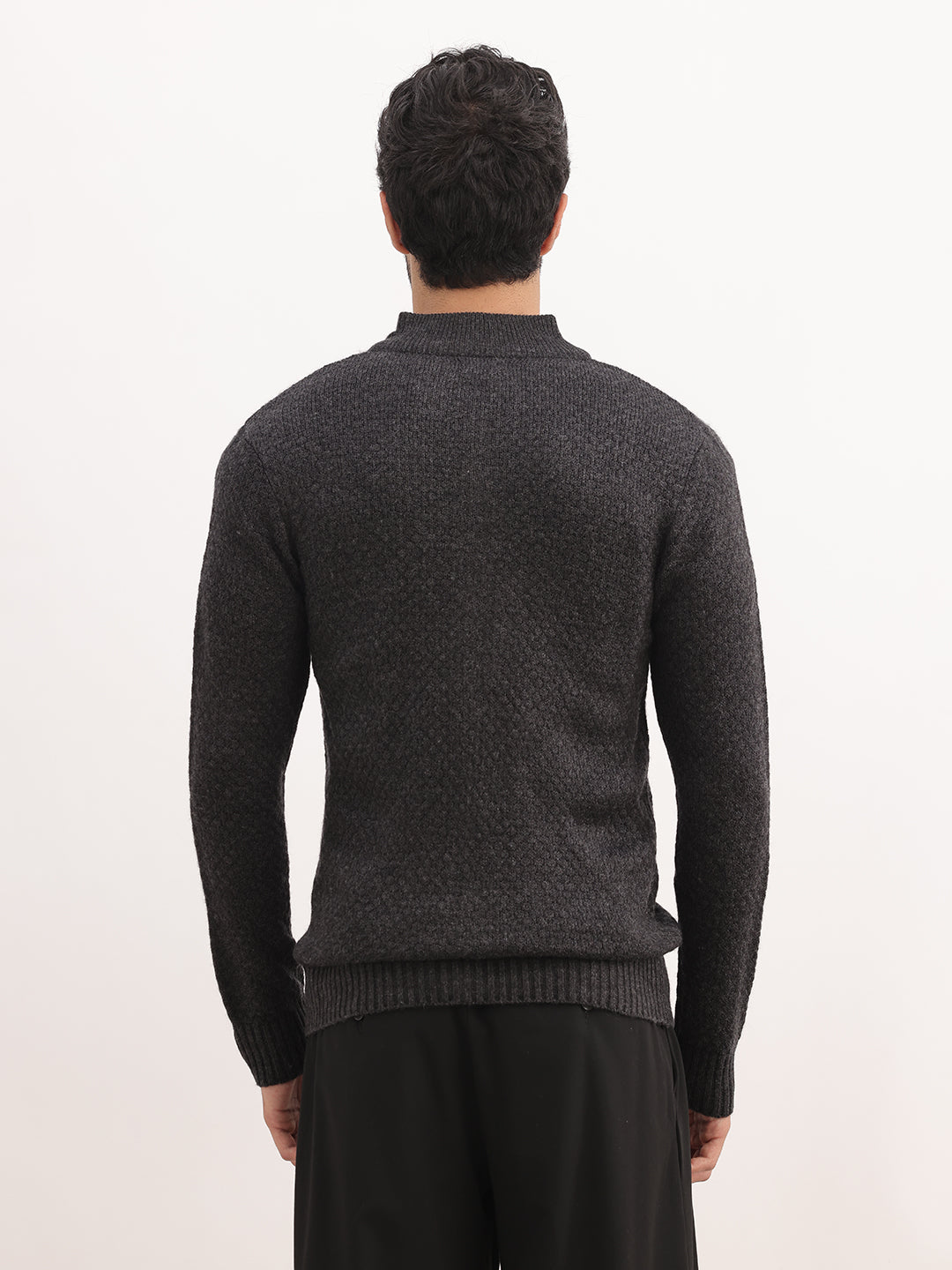 Solid Regular Zipper Sweatshirt | Charcoal