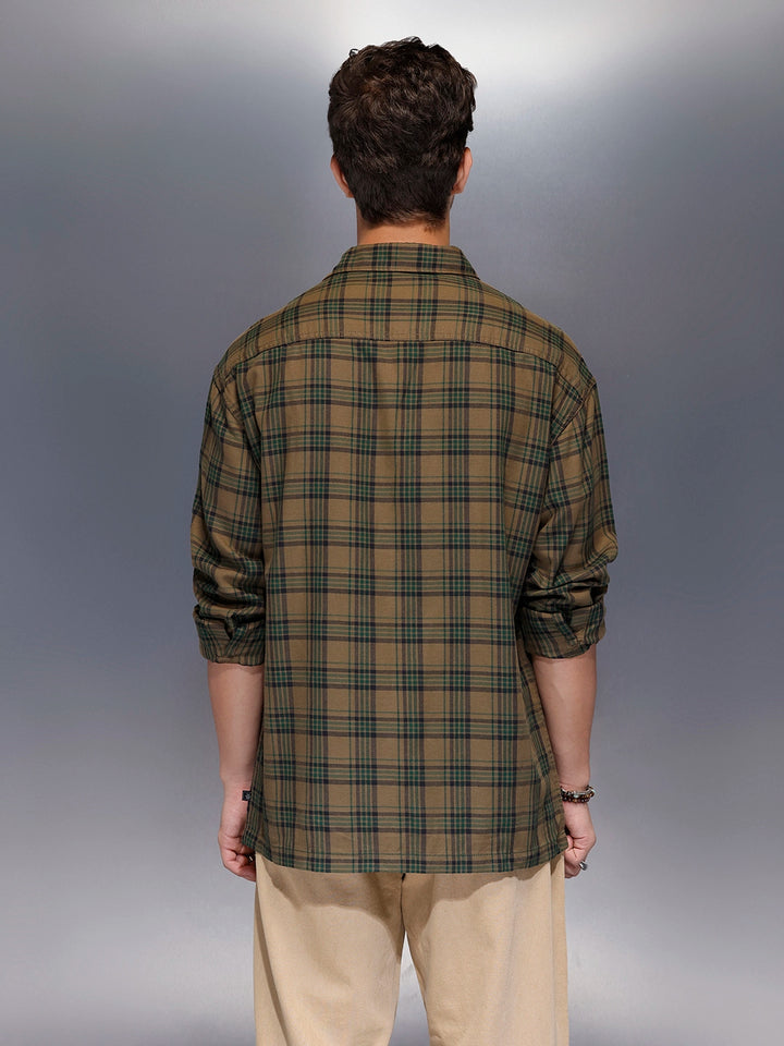 Check flannel Oversize shirt | Olive