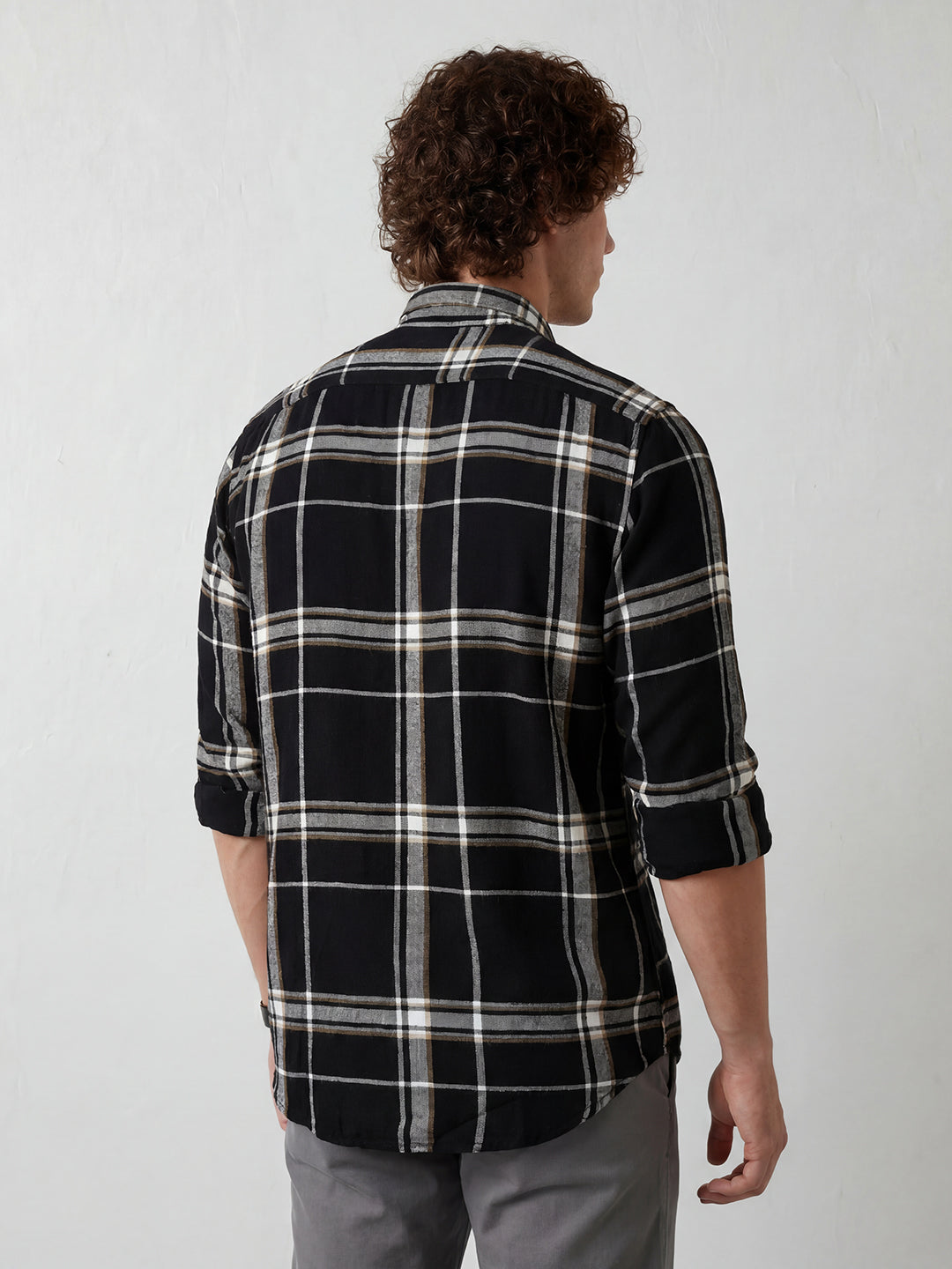 Slim Fit Checkered Shirt | Black
