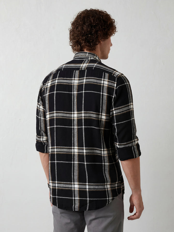 Slim Fit Checkered Shirt | Black