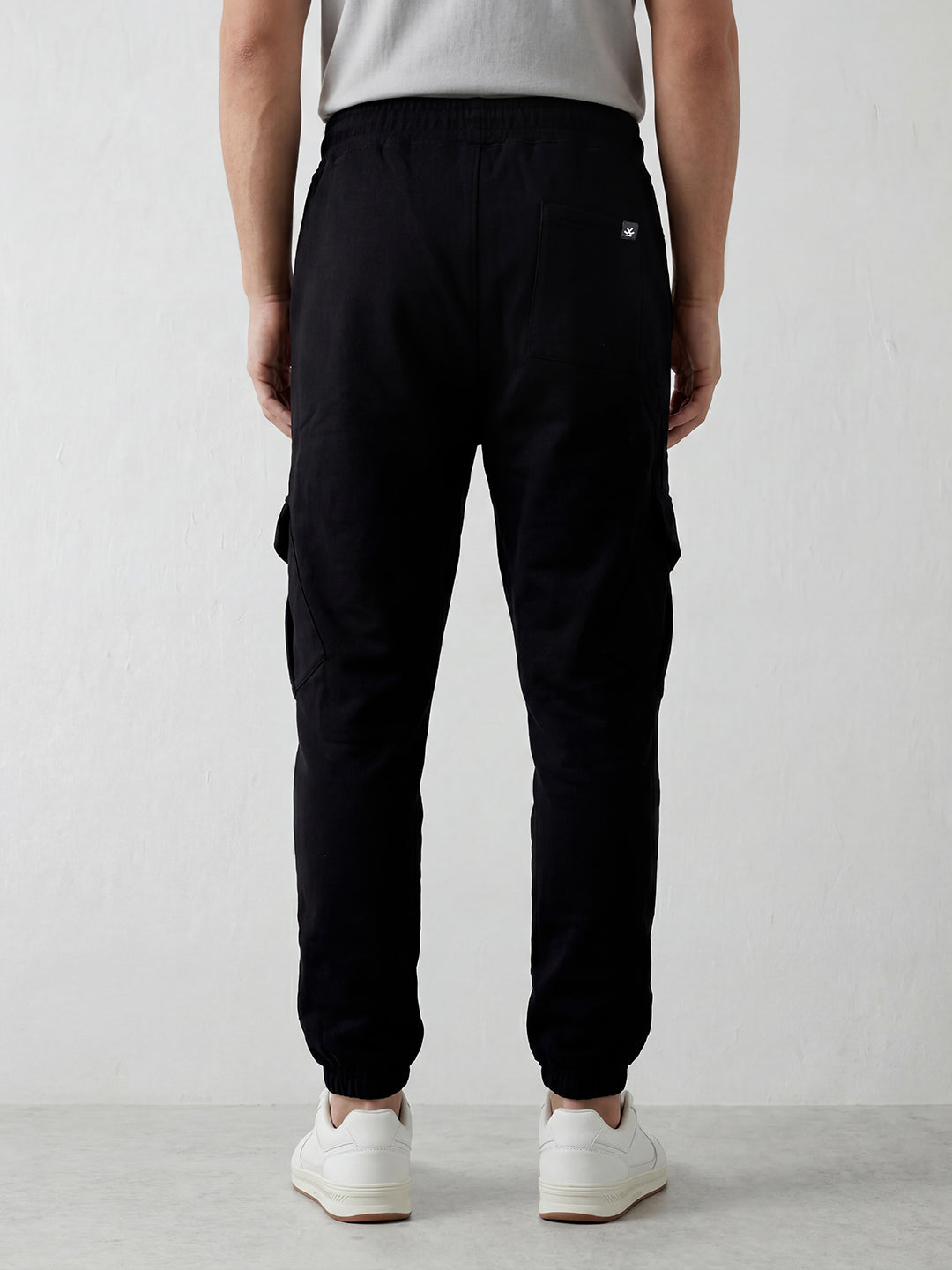 Men's casual cargo knit joggers | Black
