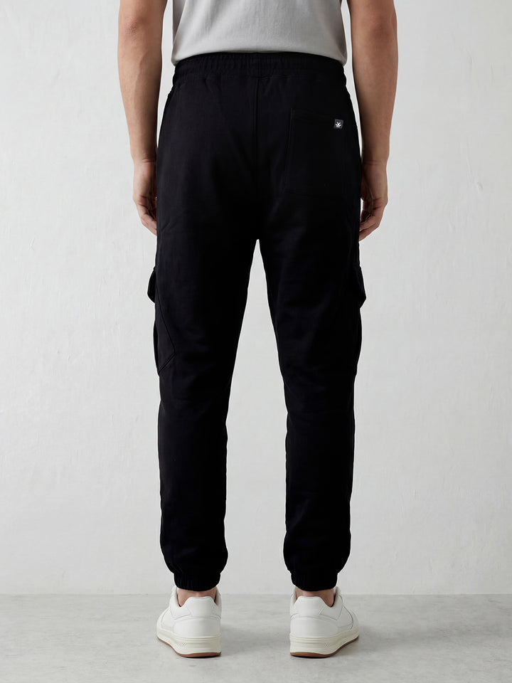 Men's casual cargo knit joggers | Black