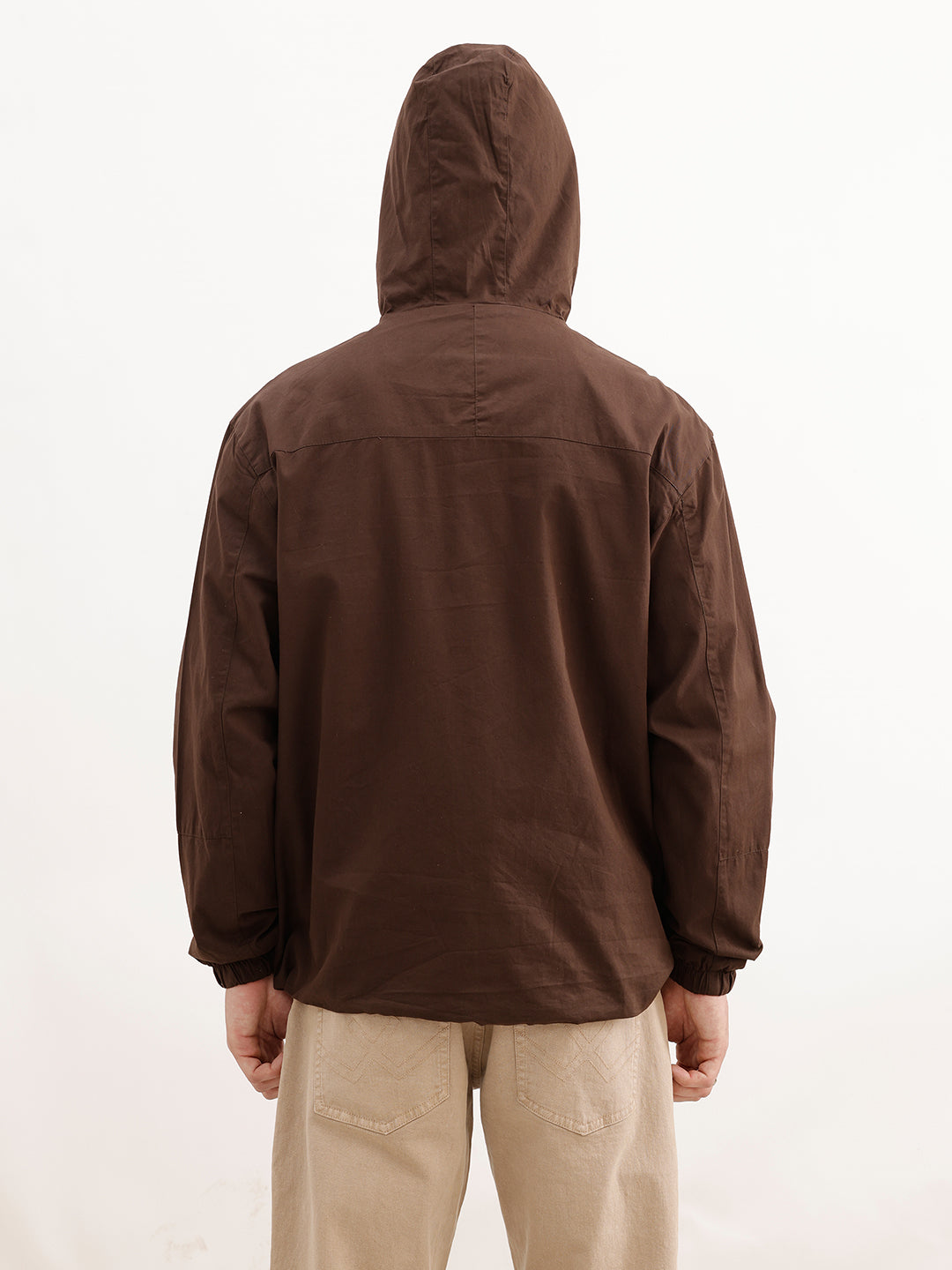 Solid Comfort Fit Hooded Jacket | Brown | WJK02FSCM1038W
