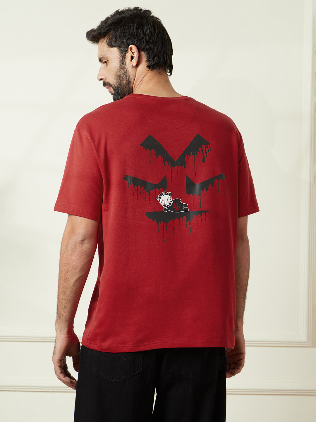 Monster Back Printed T-Shirt in Red