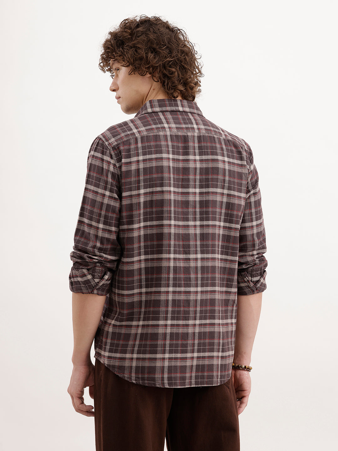 Regular Fit Checkered Shirt  | Brown