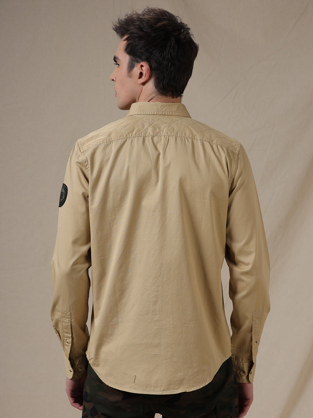 Wrogn Patch Technical Khaki Shirt