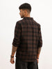 Slim Fit Flannel Embroidery Detail Shirt | Brown