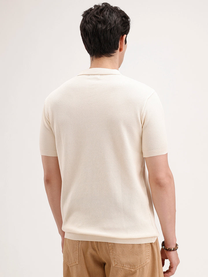 Solid Slim Fit Polo T-Shirt | Beige