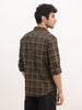 Slim Fit Checkered Full Sleeve Shirt | Olive