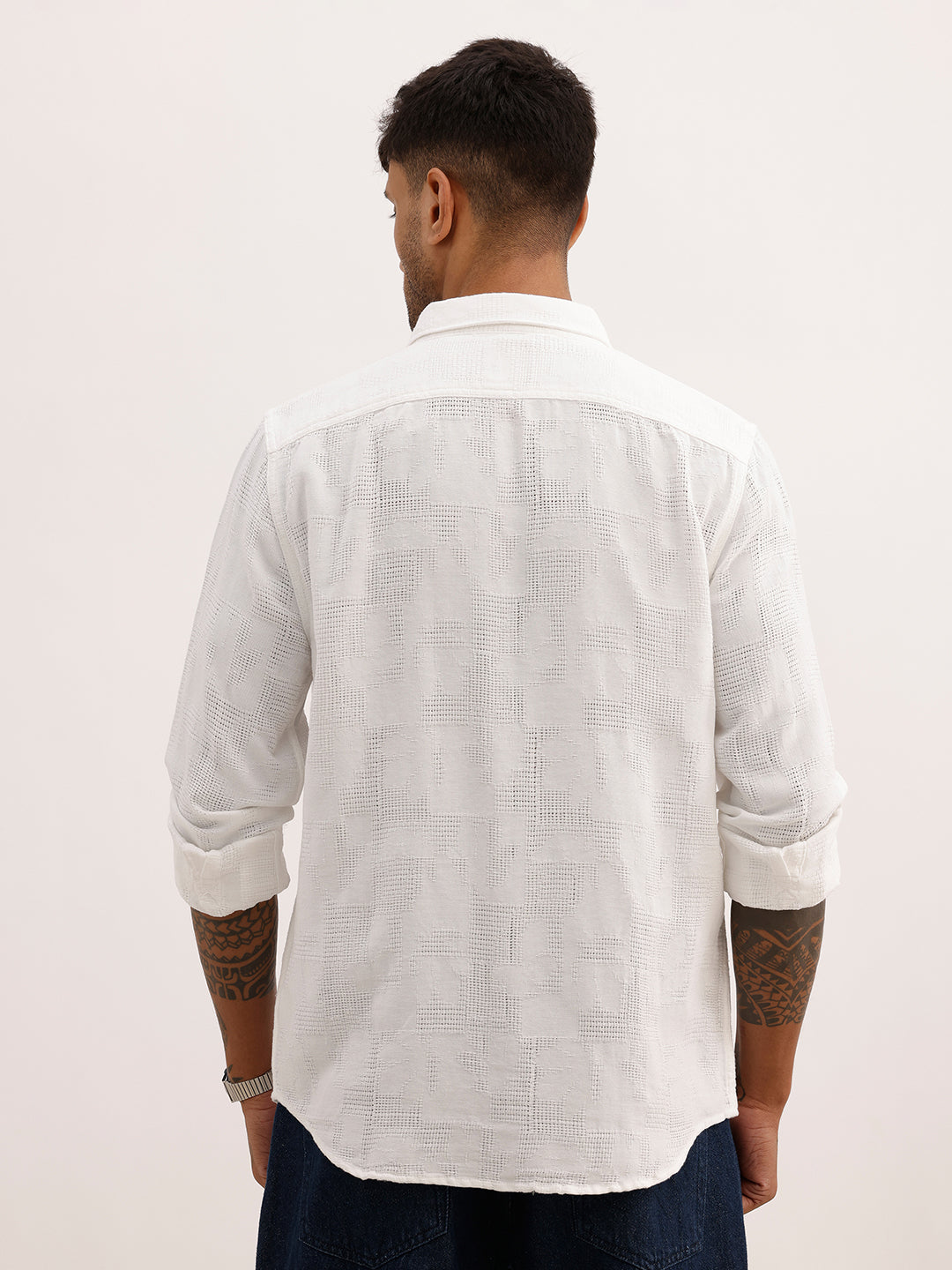 Solid Slim Fit Textured Shirt | White | WSH02FSSL7105W