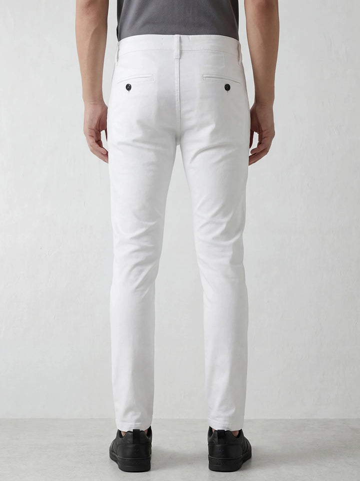 Solid Slim Fit Trouser | White