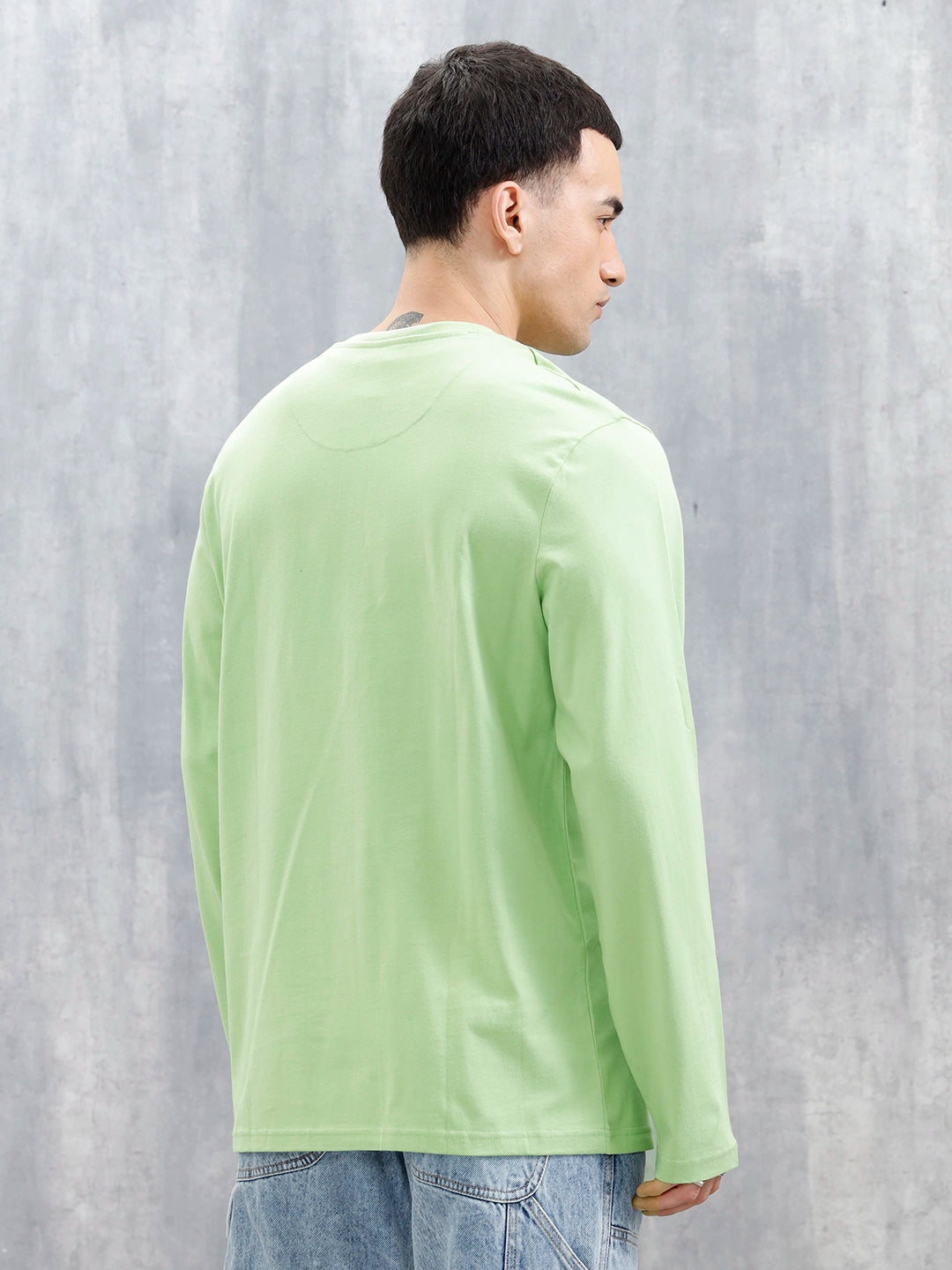 Wrogn Classic Henley T-Shirt For Men's | Green