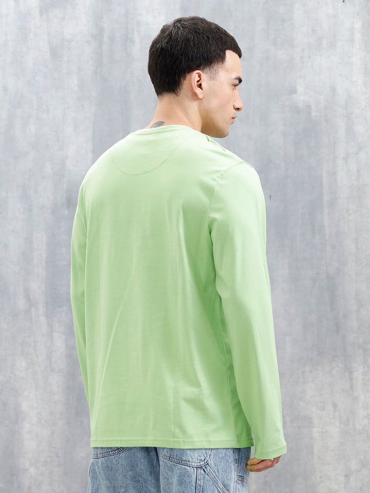 Wrogn Classic Henley T-Shirt For Men's | Green